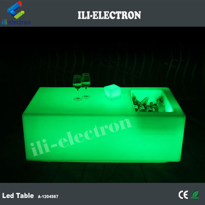 Meja bar led plastik PE nirkabel unik dengan ember es / tangki pendingin