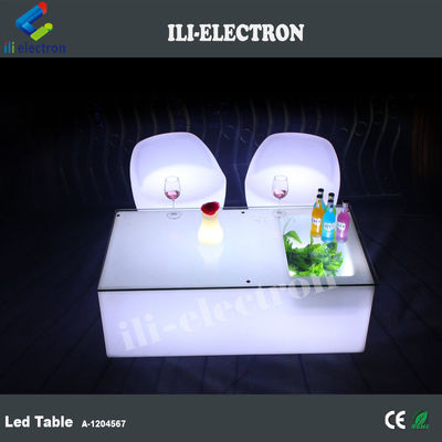 Meja bar led plastik PE nirkabel unik dengan ember es / tangki pendingin