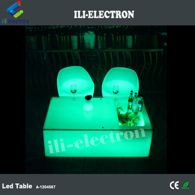Meja bar led plastik PE nirkabel unik dengan ember es / tangki pendingin