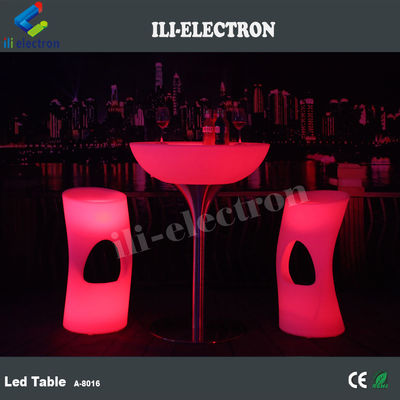 Meja bar LED plastik PE bulat yang dapat diisi ulang/meja kopi LED/meja tidur malam