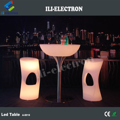Meja bar LED plastik PE bulat yang dapat diisi ulang/meja kopi LED/meja tidur malam