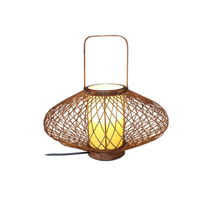 3500K Panas Putih Rattan Bambu Meja Lampu Untuk Kamar Tidur Switch Control