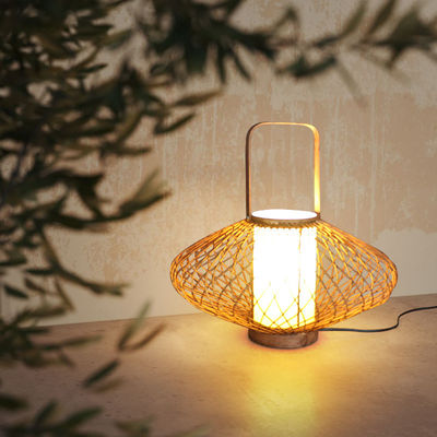 3500K Panas Putih Rattan Bambu Meja Lampu Untuk Kamar Tidur Switch Control