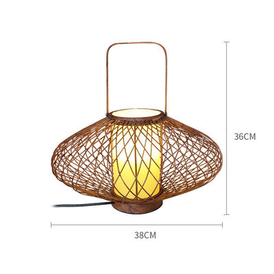 3500K Panas Putih Rattan Bambu Meja Lampu Untuk Kamar Tidur Switch Control