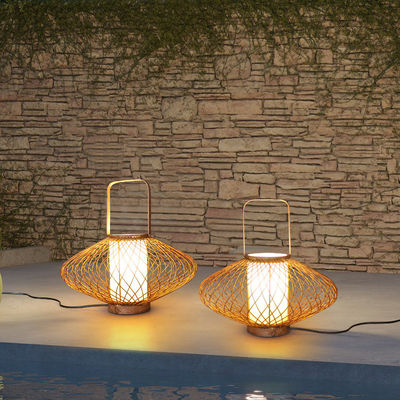 3500K Panas Putih Rattan Bambu Meja Lampu Untuk Kamar Tidur Switch Control