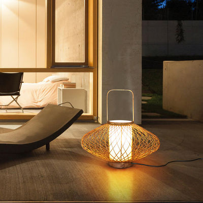 3500K Panas Putih Rattan Bambu Meja Lampu Untuk Kamar Tidur Switch Control