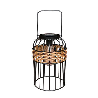 Lampu Surya Rotan Woven Portable Kecil Untuk Atmosfer Meja Balkon