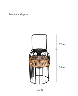 Lampu Surya Rotan Woven Portable Kecil Untuk Atmosfer Meja Balkon