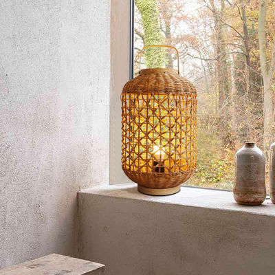 Retro Hemp Rope Rattan Woven Lamp Shade Untuk Kamar Tidur Kamar Tidur