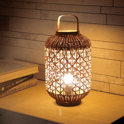 Retro Hemp Rope Rattan Woven Lamp Shade Untuk Kamar Tidur Kamar Tidur