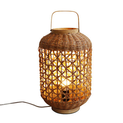 Retro Hemp Rope Rattan Woven Lamp Shade Untuk Kamar Tidur Kamar Tidur