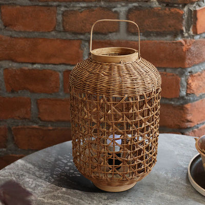 Retro Hemp Rope Rattan Woven Lamp Shade Untuk Kamar Tidur Kamar Tidur