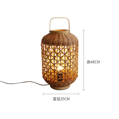 Retro Hemp Rope Rattan Woven Lamp Shade Untuk Kamar Tidur Kamar Tidur