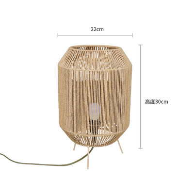 Vintage Twine Rattan Table Lamp, Handmade Wabi Sabi Table Lamp Untuk Homestay