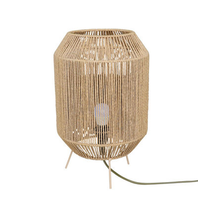 Vintage Twine Rattan Table Lamp, Handmade Wabi Sabi Table Lamp Untuk Homestay