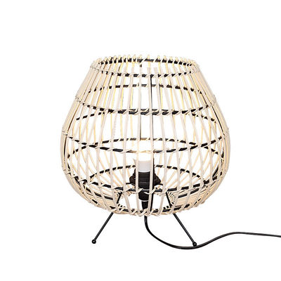 Lampu samping kamar tidur gaya Cina lampu suasana kamar teh lampu meja bambu rotan
