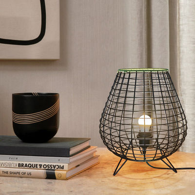 Lampu samping kamar tidur gaya Cina lampu suasana kamar teh lampu meja bambu rotan