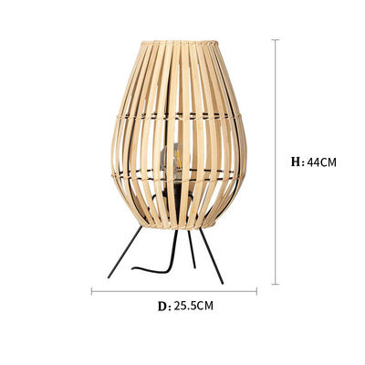 Lampu samping kamar tidur gaya Cina lampu suasana kamar teh lampu meja bambu rotan