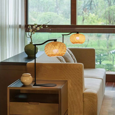 Lampu Meja Samping Tempat Tidur Bambu 2700K Lembut Putih Panas Untuk Dekorasi Rumah