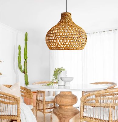 Wabi-Sabi Rattan Chandelier Art Lamps Hand Woven Rattan Latern Untuk Taman