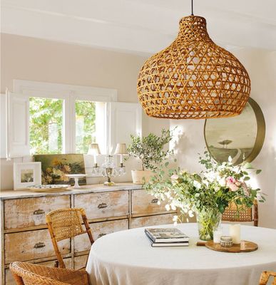 Wabi-Sabi Rattan Chandelier Art Lamps Hand Woven Rattan Latern Untuk Taman