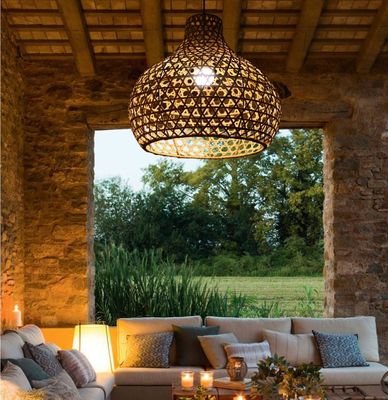 Wabi-Sabi Rattan Chandelier Art Lamps Hand Woven Rattan Latern Untuk Taman