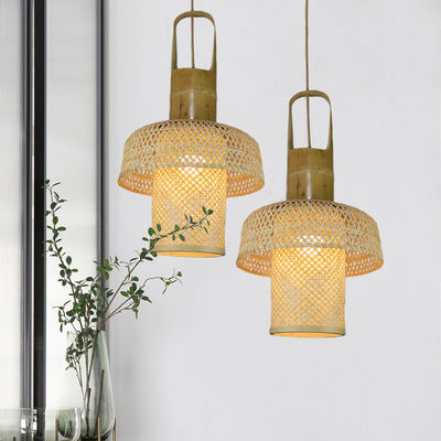 Menggantung Cina bambu lentera lampu bambu tenun lentera