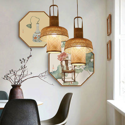 Menggantung Cina bambu lentera lampu bambu tenun lentera