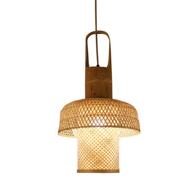 Menggantung Cina bambu lentera lampu bambu tenun lentera
