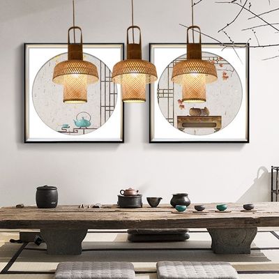 Menggantung Cina bambu lentera lampu bambu tenun lentera