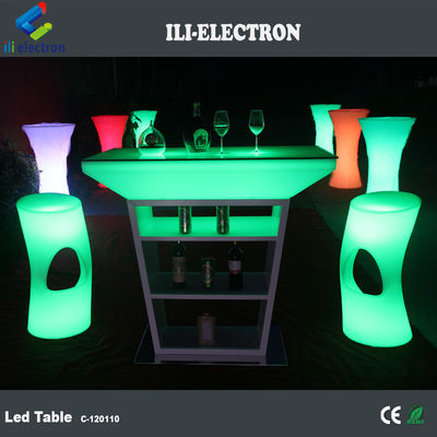 Meja Cocktail Led Plastik PE Dengan Mode Pencahayaan Strobe Dan Didukung oleh Baterai Lithium Terisi Ulang