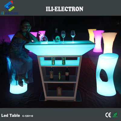 Meja Cocktail Led Plastik PE Dengan Mode Pencahayaan Strobe Dan Didukung oleh Baterai Lithium Terisi Ulang
