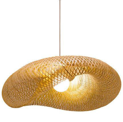Bamboo Rattan Chandelier Pendant Light hand weaving Gaya pedesaan dengan tinggi yang dapat disesuaikan untuk digunakan di dalam ruangan