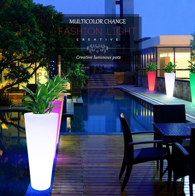 lampu highboy dipimpin pot bunga buatan dengan 16 warna berubah dengan remote control