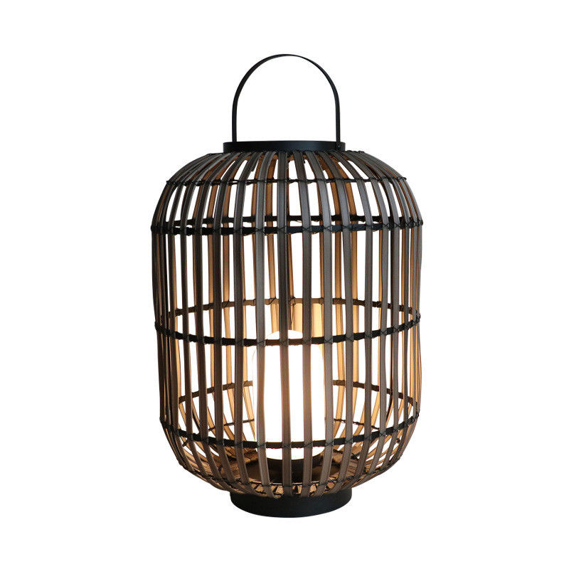 Dekoratif Rattan Outdoor Lantern, Woven Rattan Lamp 3500K Untuk Atmosfer