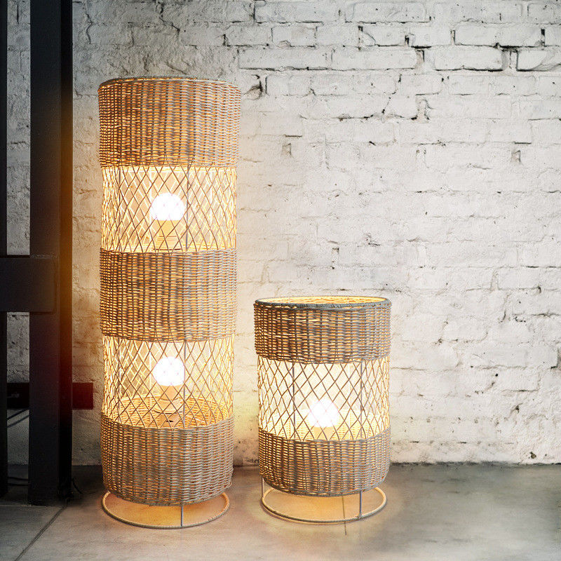 Handmade Led rotan wicker lampu lantai Untuk dekorasi ruang tamu