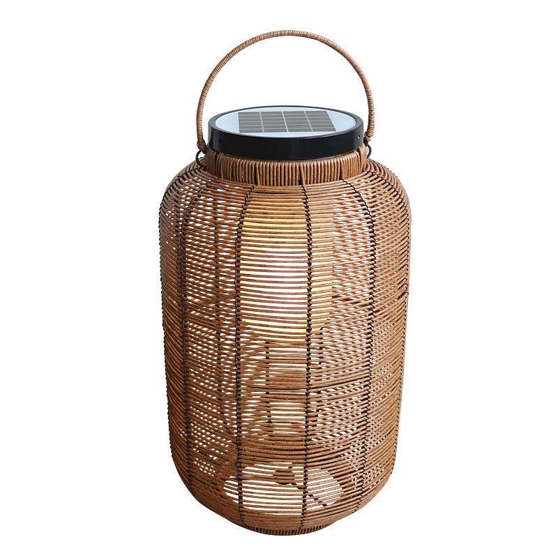 Dekoratif Rattan Woven Lampu Surya, Outdoor Rattan Lamp Untuk Villa Atmosfer