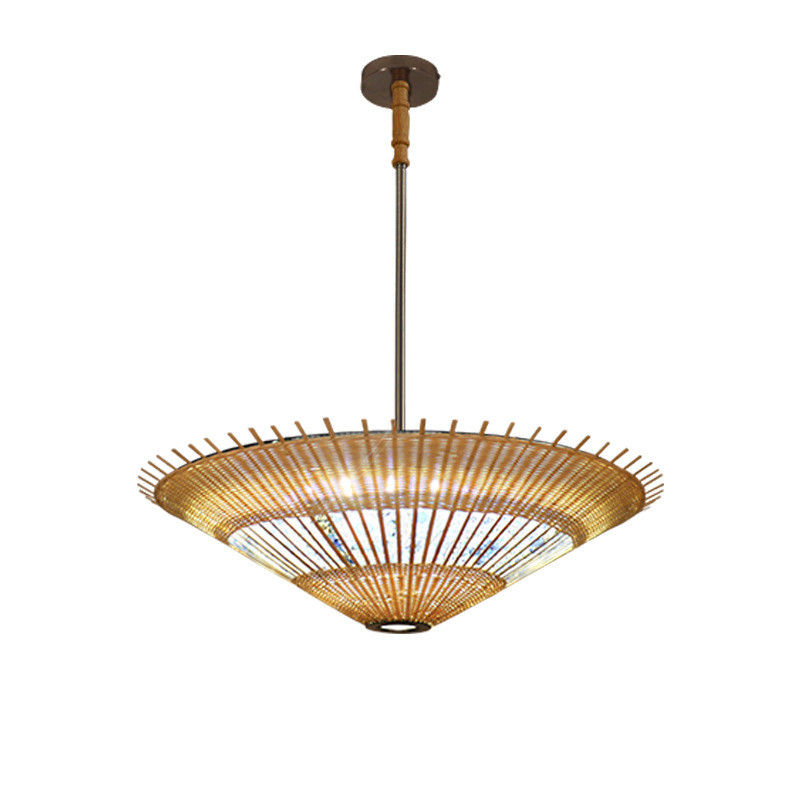 OEM Bambu Rattan Pendant Light Umbrella Bentuk Untuk Dekorasi Rumah