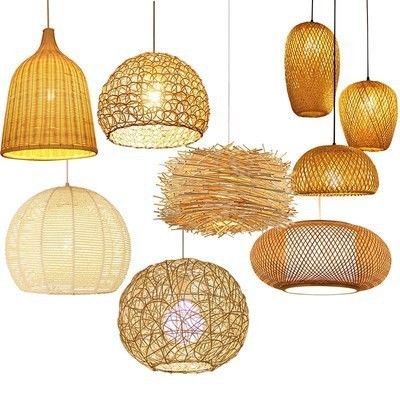 Handmade Modern Art Pendant Lampu Lampu Bambu Restoran Hotel Rattan Chandelier Rattan Pendant Light