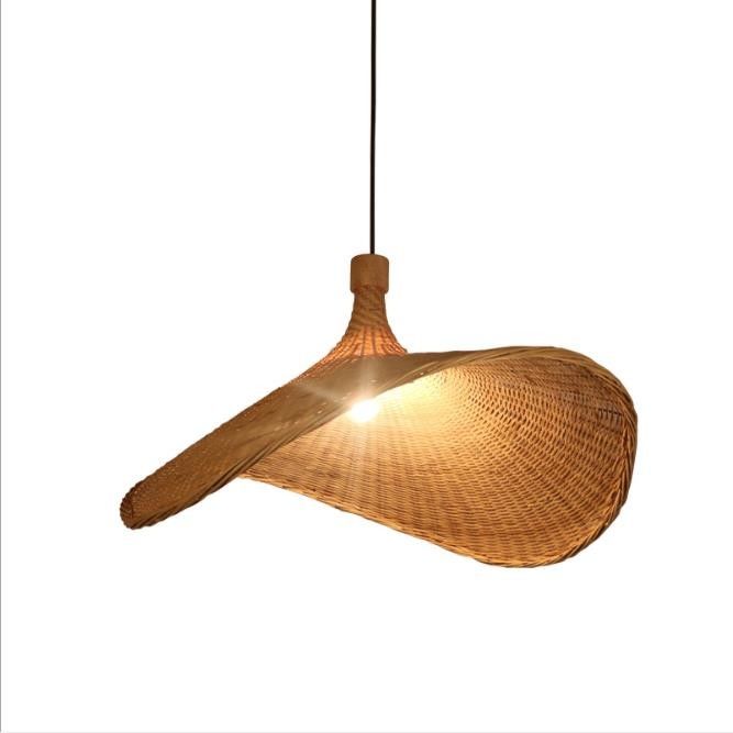 Pencahayaan bentuk topi lampu bambu dekorasi lampu gantungan rotan untuk klub toko