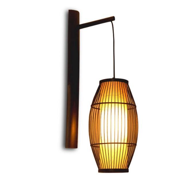 Lampu dinding kayu solid retro Cina - Hotel Lampu koridor bambu -lampu dinding lentera bambu antik