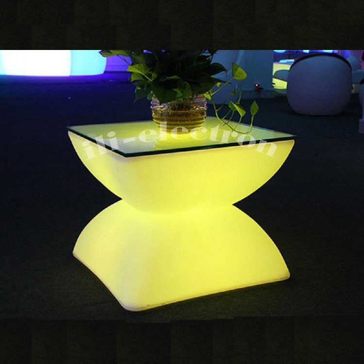 Meja bar LED persegi yang dapat diisi ulang dengan remote control/meja luar yang romantis