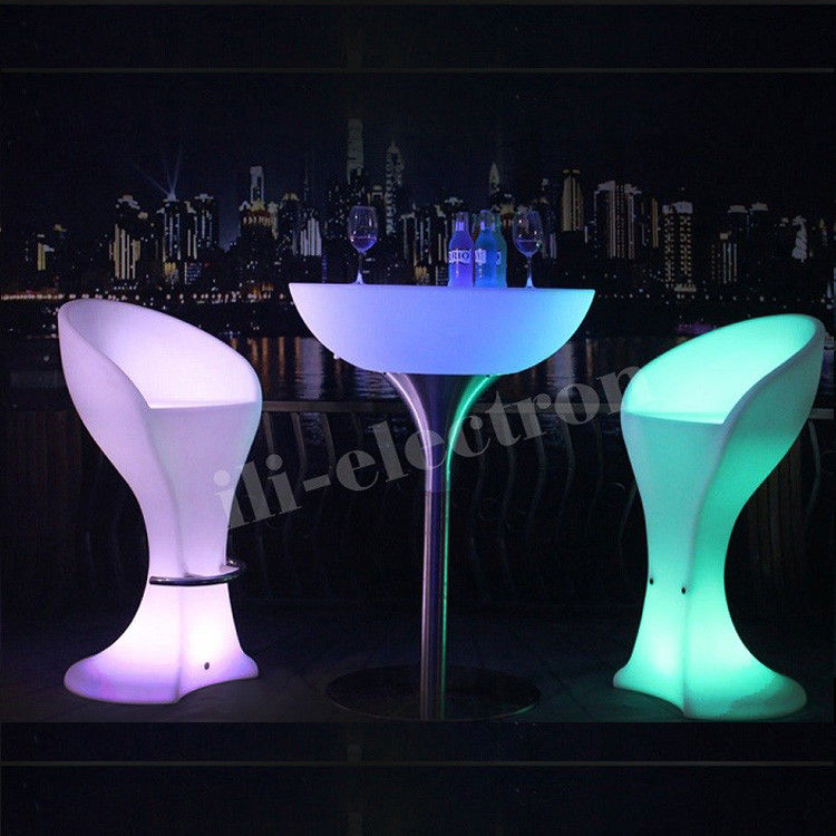 Meja bar LED plastik PE bulat yang dapat diisi ulang/meja kopi LED/meja tidur malam