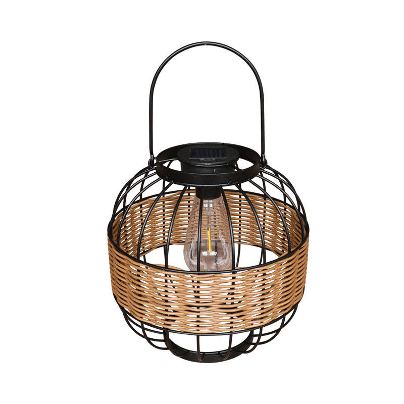 Waterproof Rattan Garden Lanterns, Outdoor Rattan Lampu Surya Untuk Dekorasi Balkon