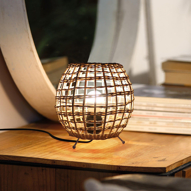 kecil Lampu meja bola rattan kreatif Rattan seni rattan tenunan kamar tidur lampu meja dekoratif