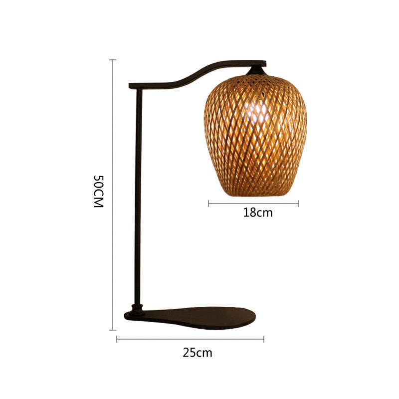 Lampu meja bambu alami modern dan penutup lampu untuk dekorasi rumah